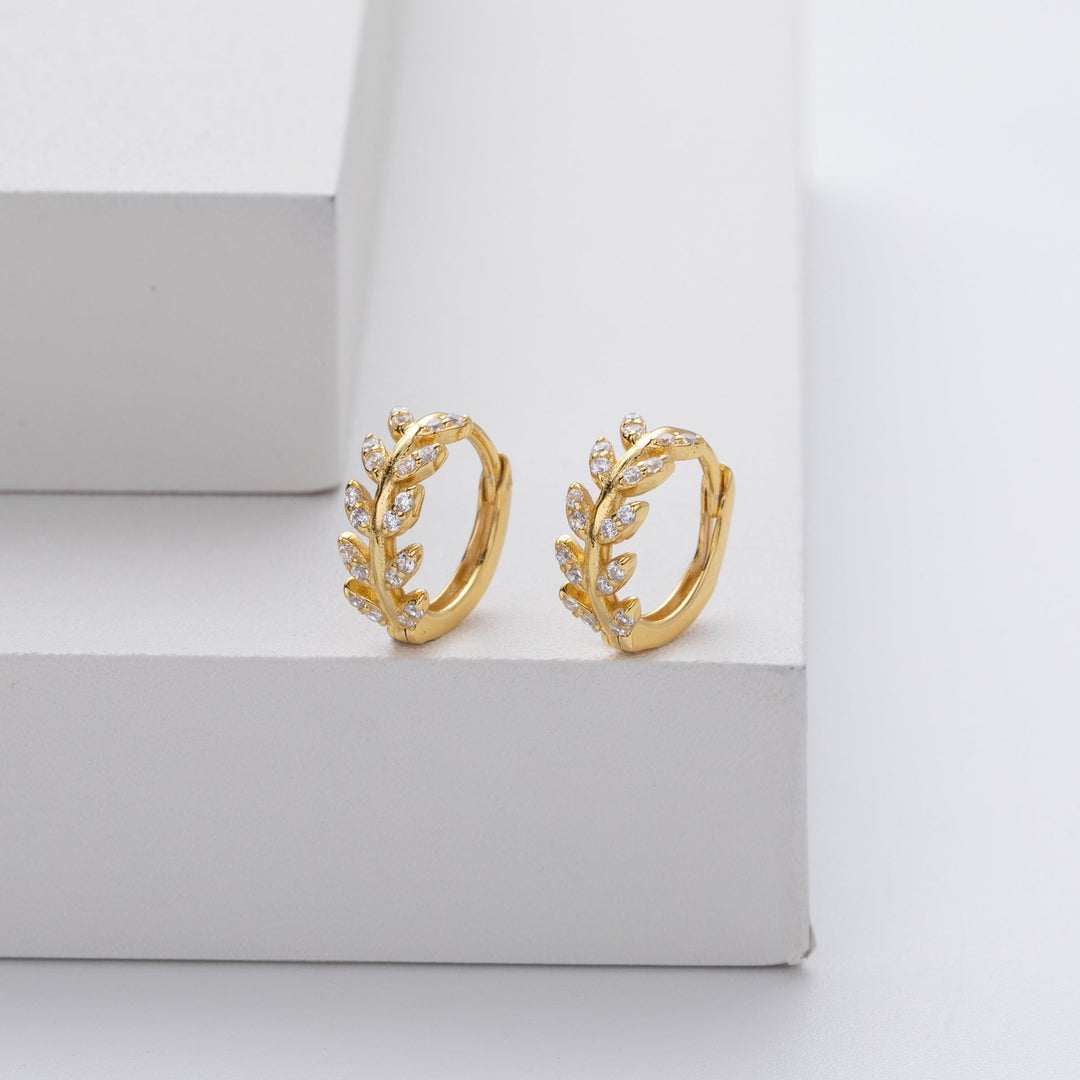 Romantic Leaf Hoop Earrings in Silver