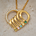 Load image into Gallery viewer, Personalized Name &amp; Birthstone Heart Striped Pendant Necklace
