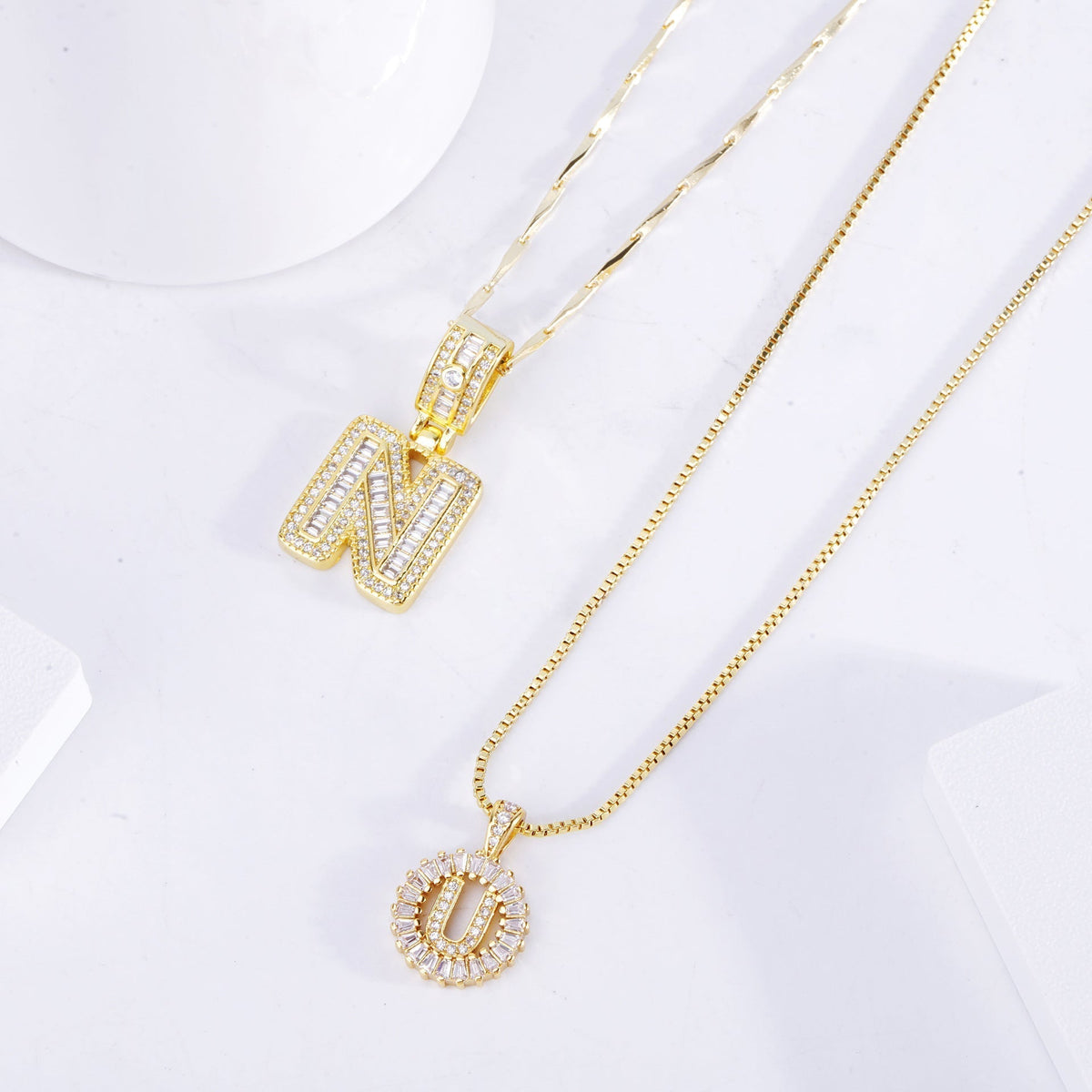 Dainty moissanite initial necklace