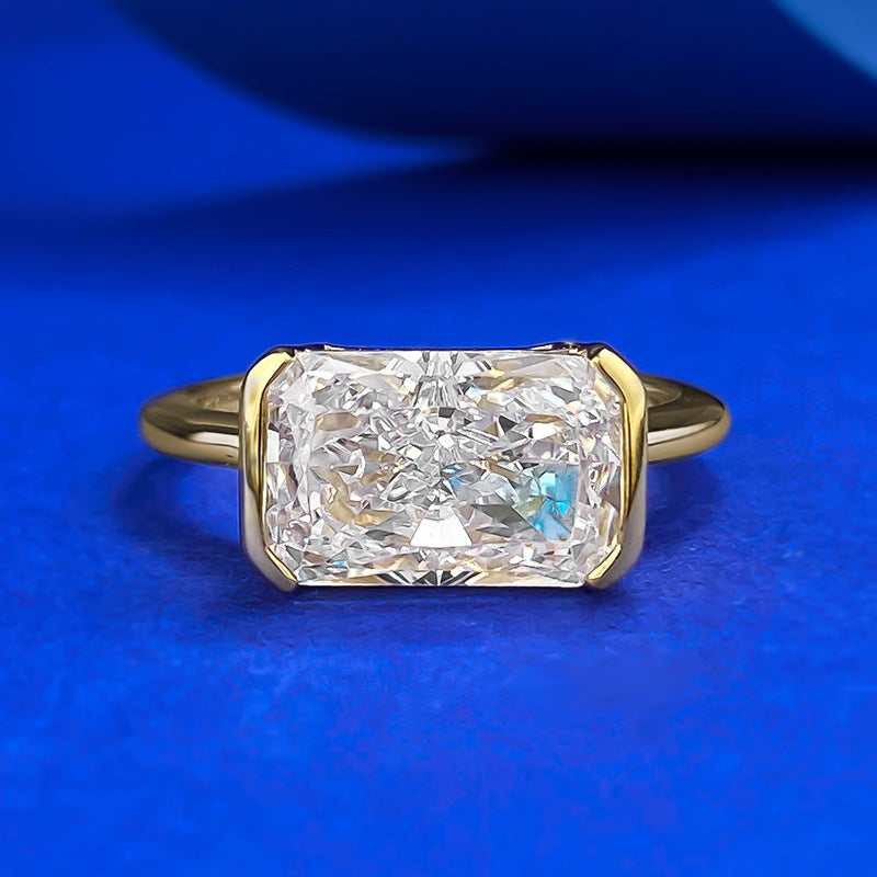S925 East West Emerald Cut Ring