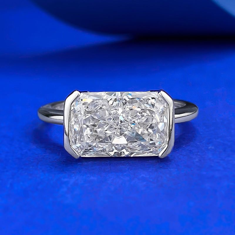 S925 East West Emerald Cut Ring