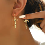 Load image into Gallery viewer, Dainty Dangle Bow Earrings
