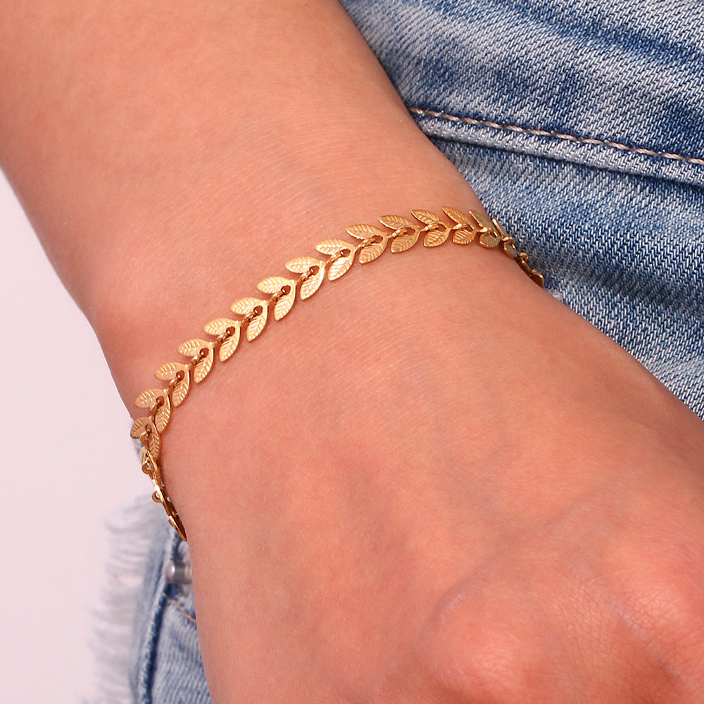 Delaida Gold Leaf Bracelet
