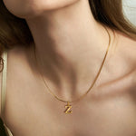 Load image into Gallery viewer, Minimal Serif Letter Initial Herringbone Necklace
