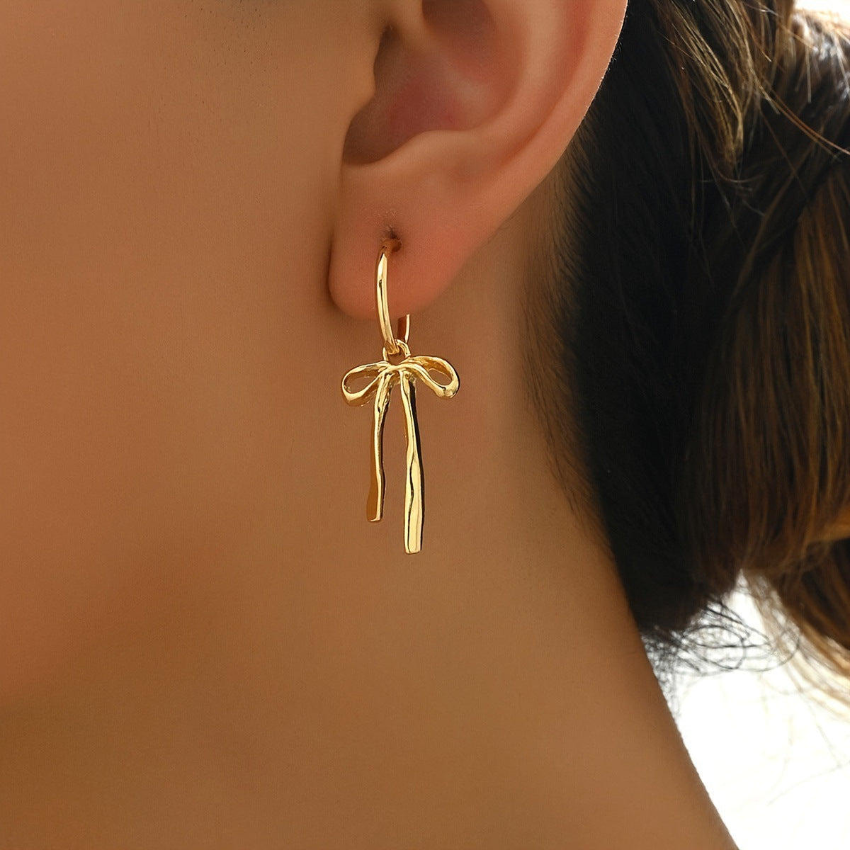 Dainty dangle bow earrings