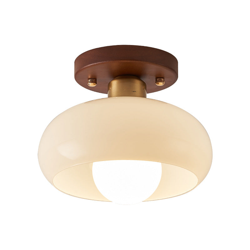 Cream Style Walnut Flush-Mount Ceiling Light Minimalist