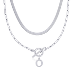 Load image into Gallery viewer, 2pc Paperclip Initial Toggle Clasp &amp; Herringbone Necklace Set
