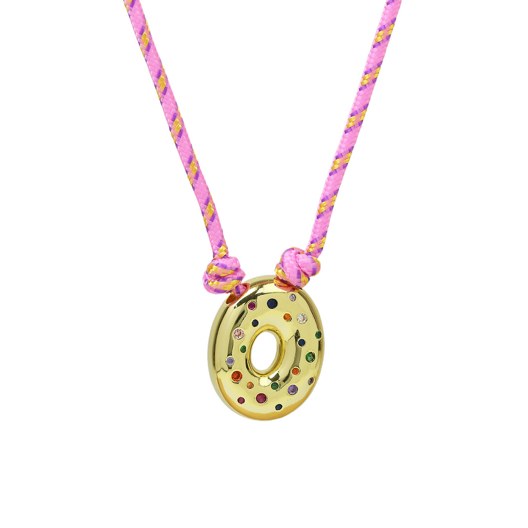 Chunky Gemstone Accented Initial Rope Necklace