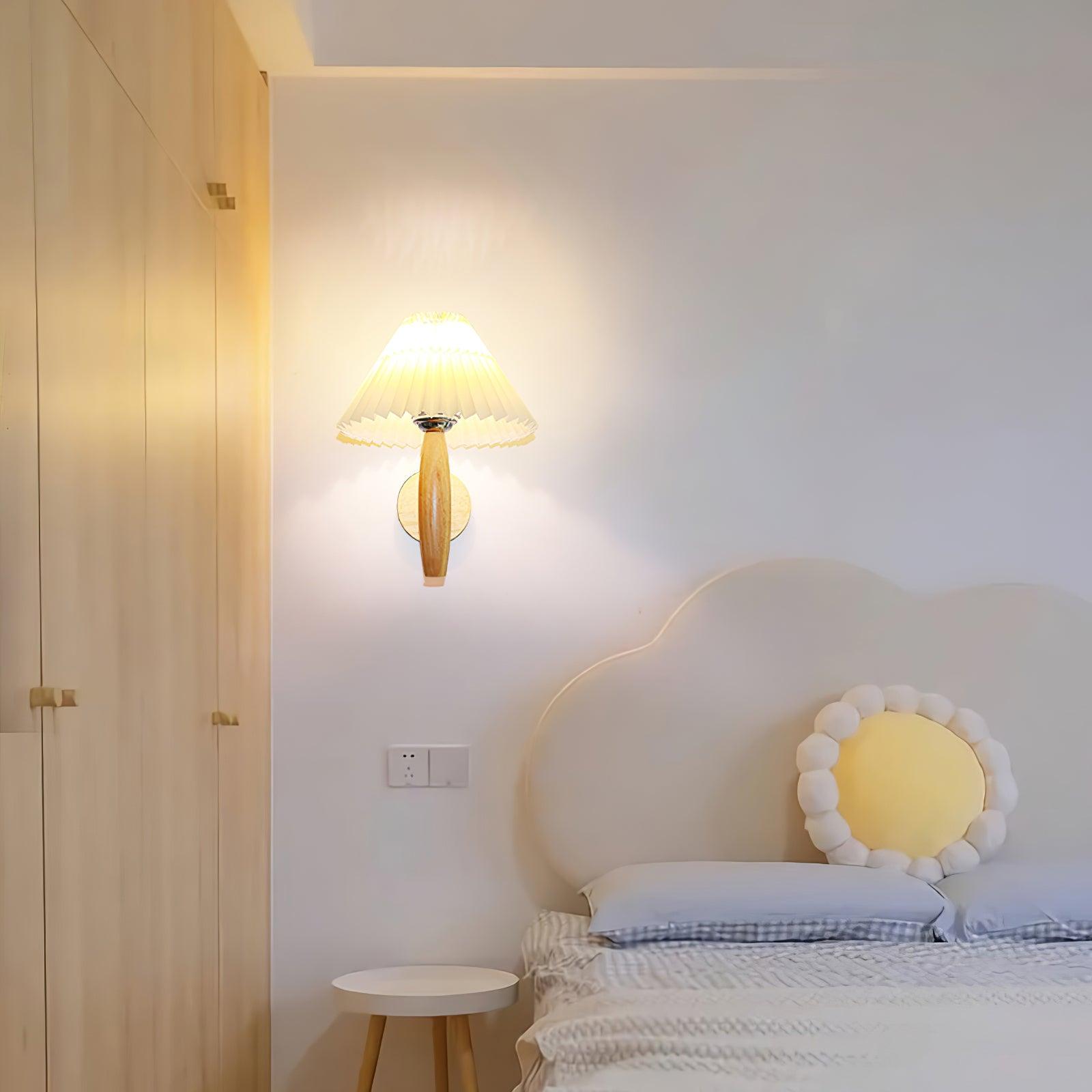 Pleated Oak Contemporary Design Wall Light