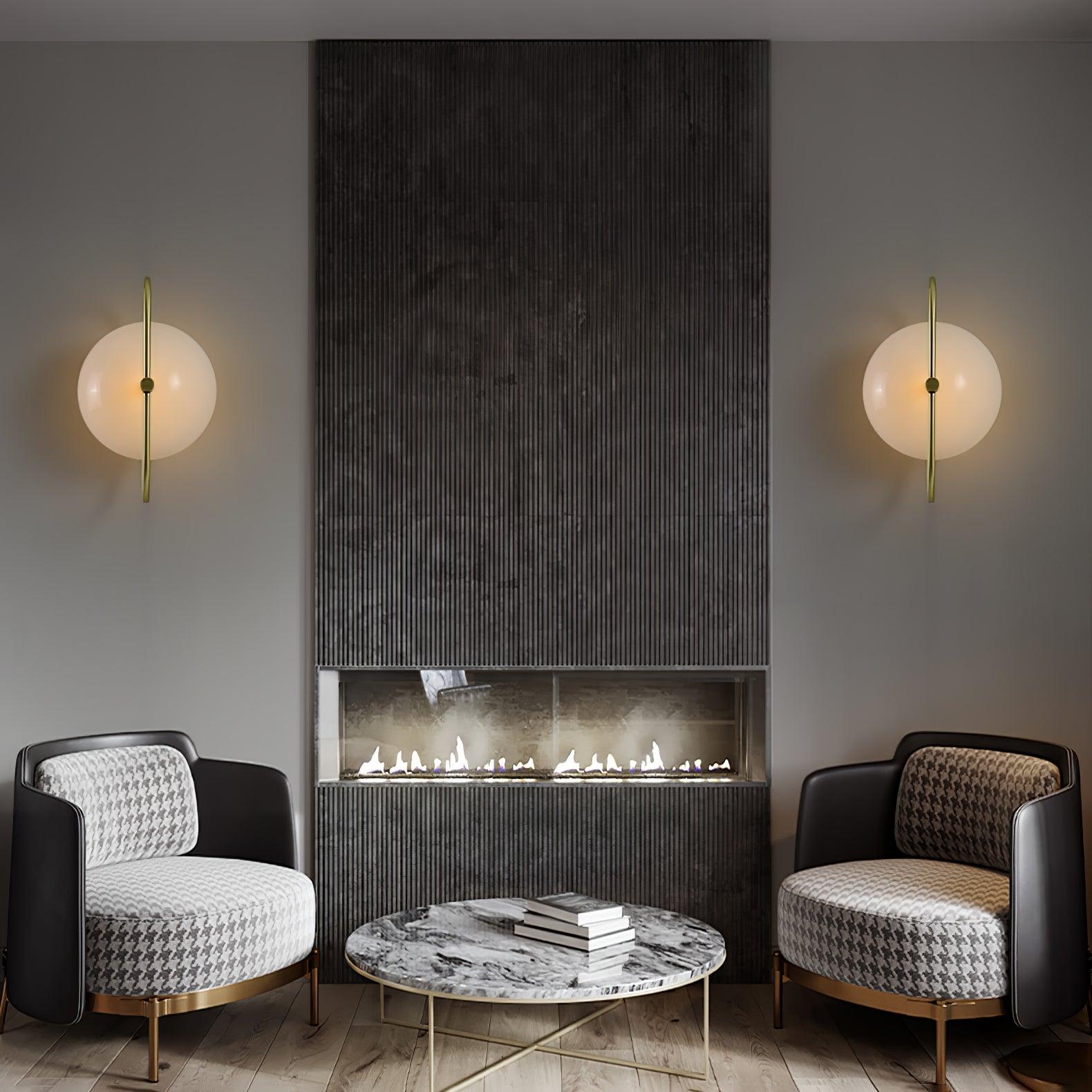 Thick Glass Half Circle Brass Finish Wall Lamp