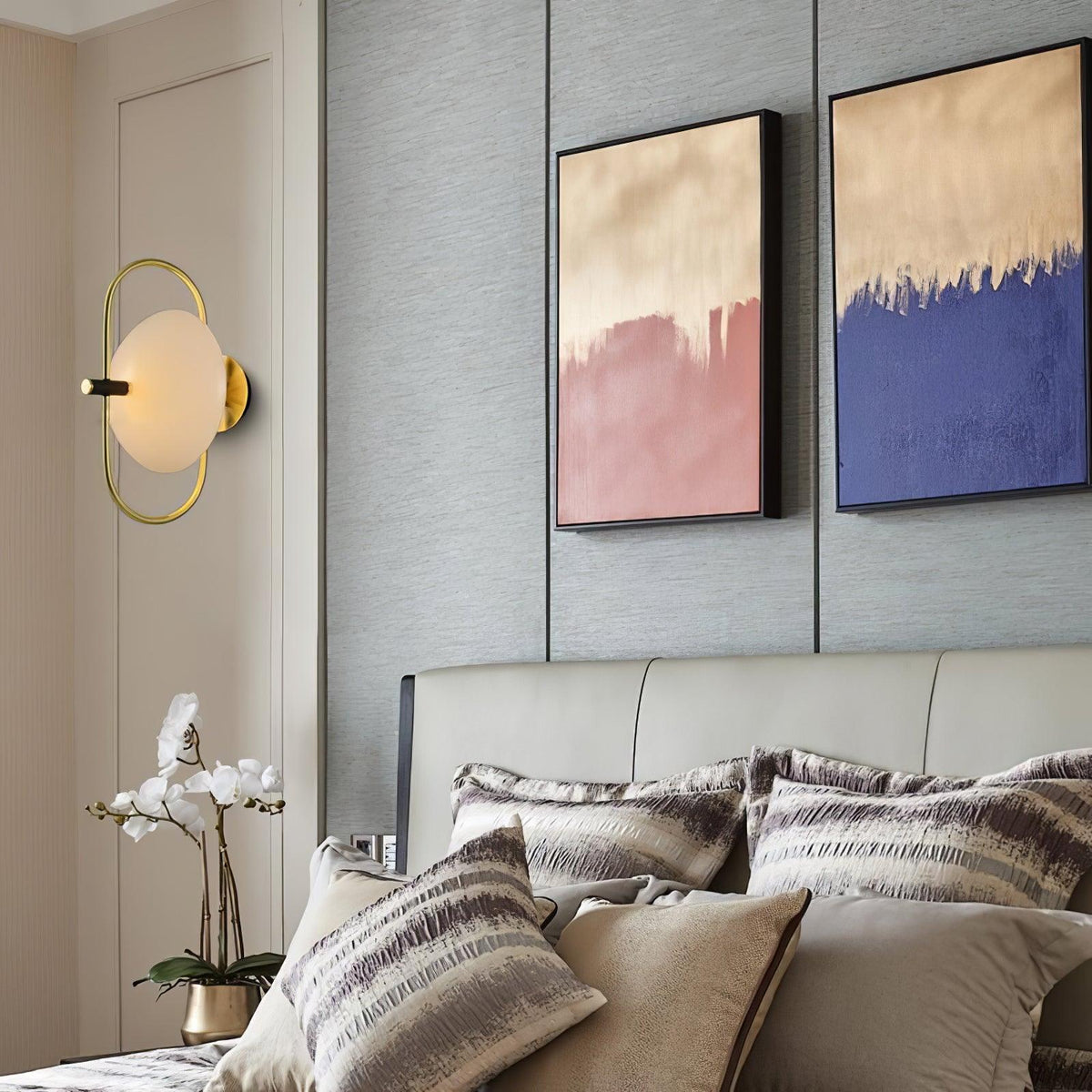 Thick Glass Half Circle Brass Finish Wall Lamp