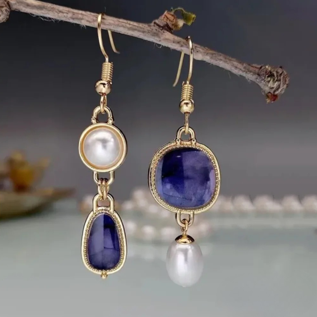 Classic Blue Pearl Earrings