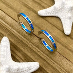 Load image into Gallery viewer, Bohemian Blue Opal Ocean Wave Earrings in Silver
