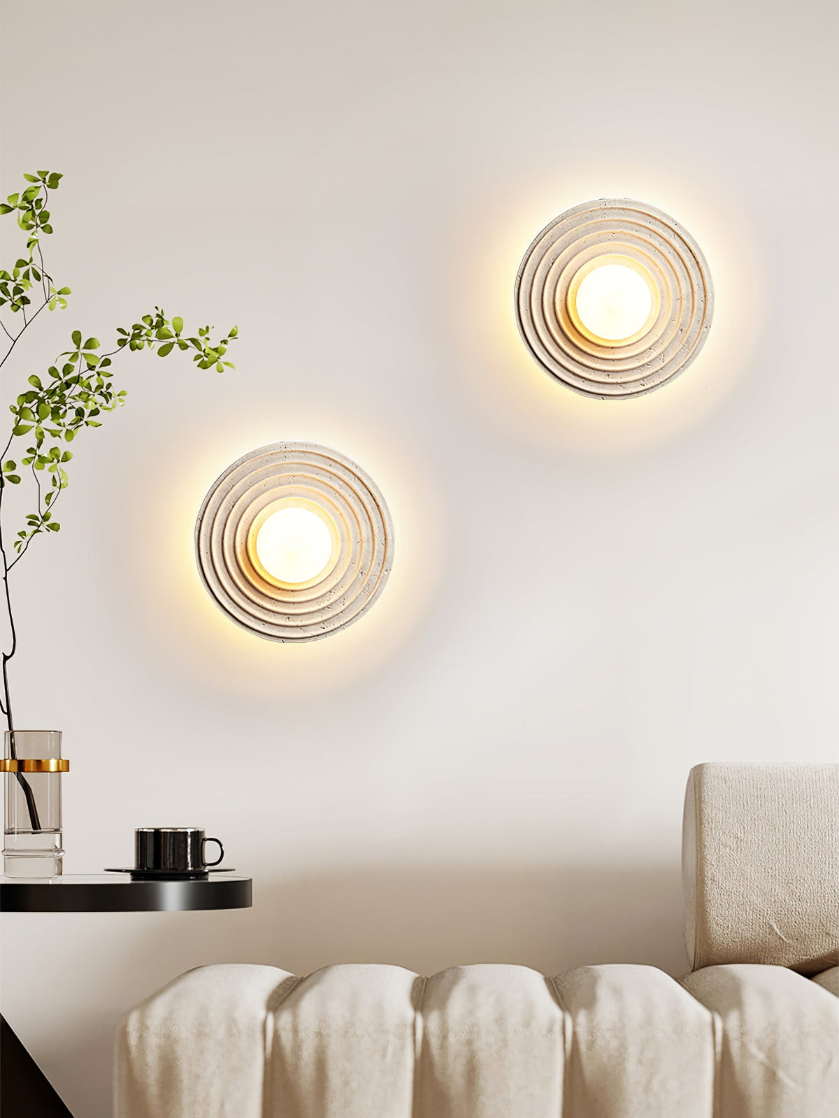 Travertine Concentric Ring Contemporary Wall Light