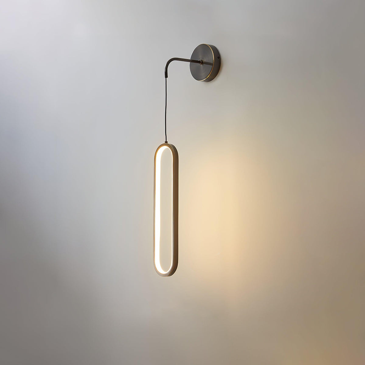 Oval Brass Finish Contemporary Wall Lamp