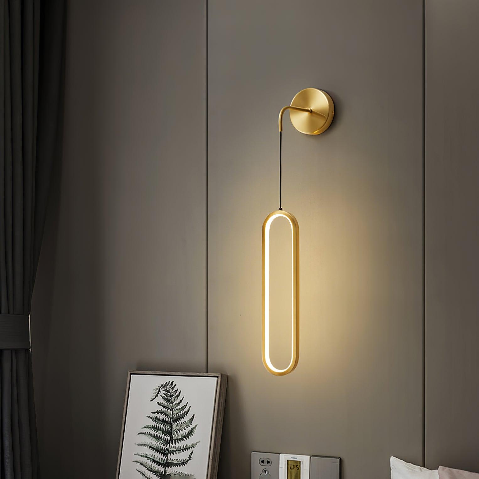 Oval Brass Finish Contemporary Wall Lamp
