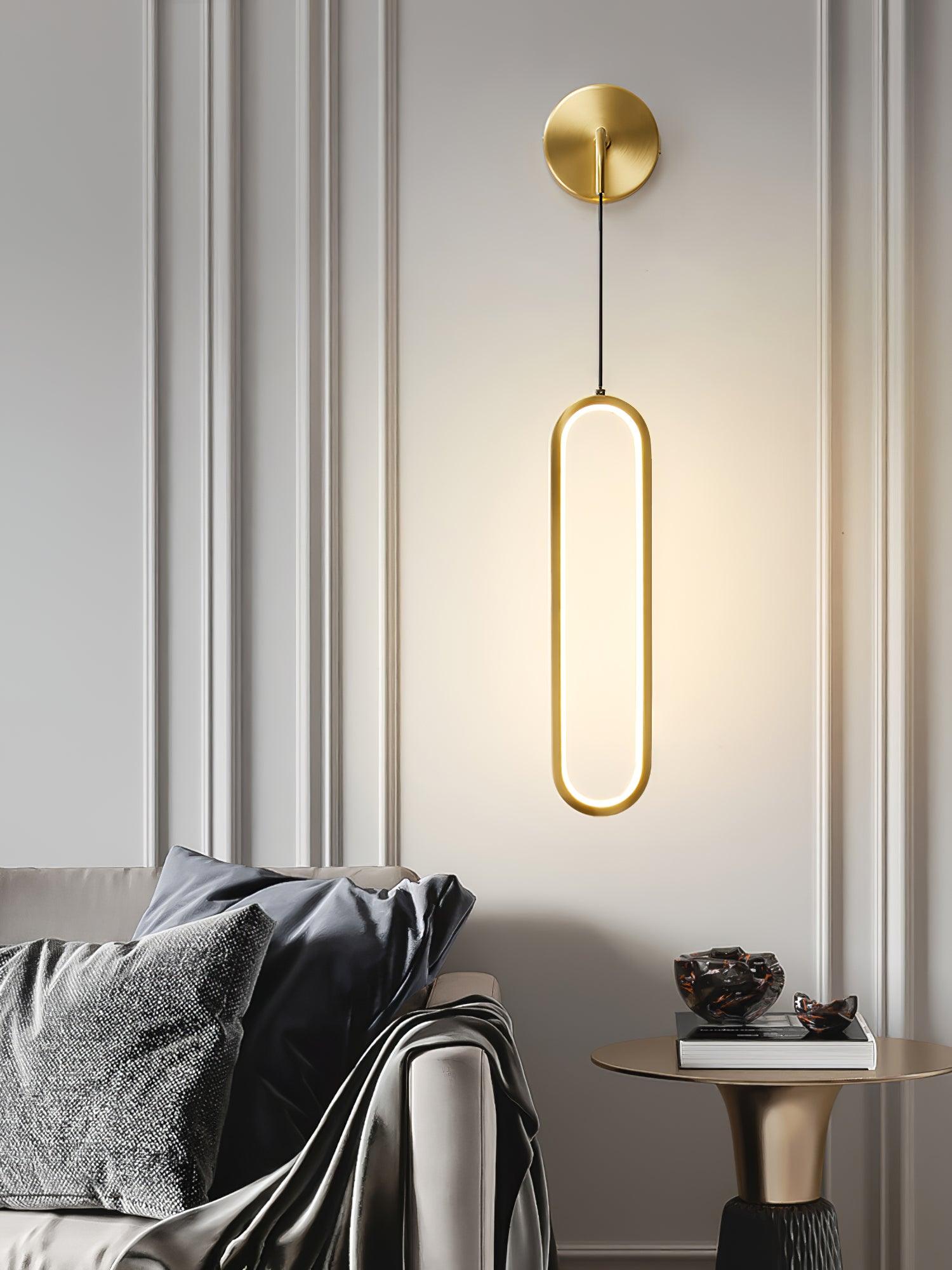 Oval Brass Finish Contemporary Wall Lamp