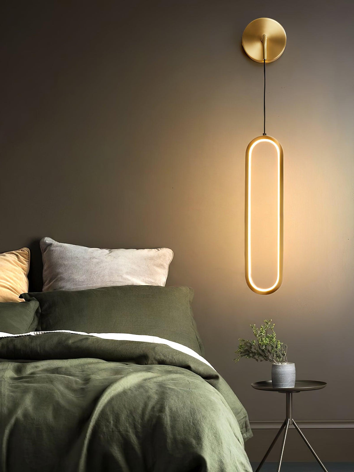 Oval Brass Finish Contemporary Wall Lamp