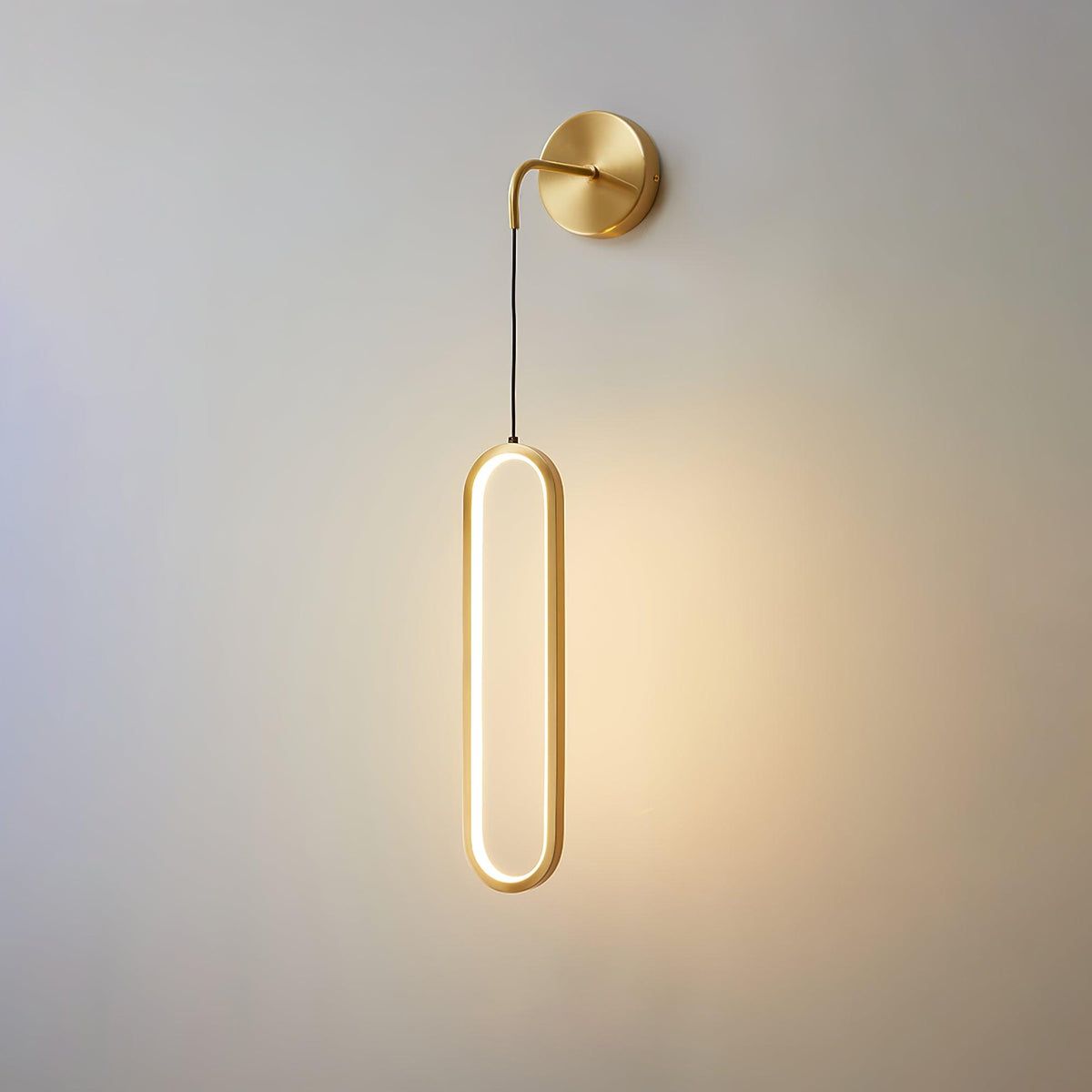 Oval Brass Finish Contemporary Wall Lamp