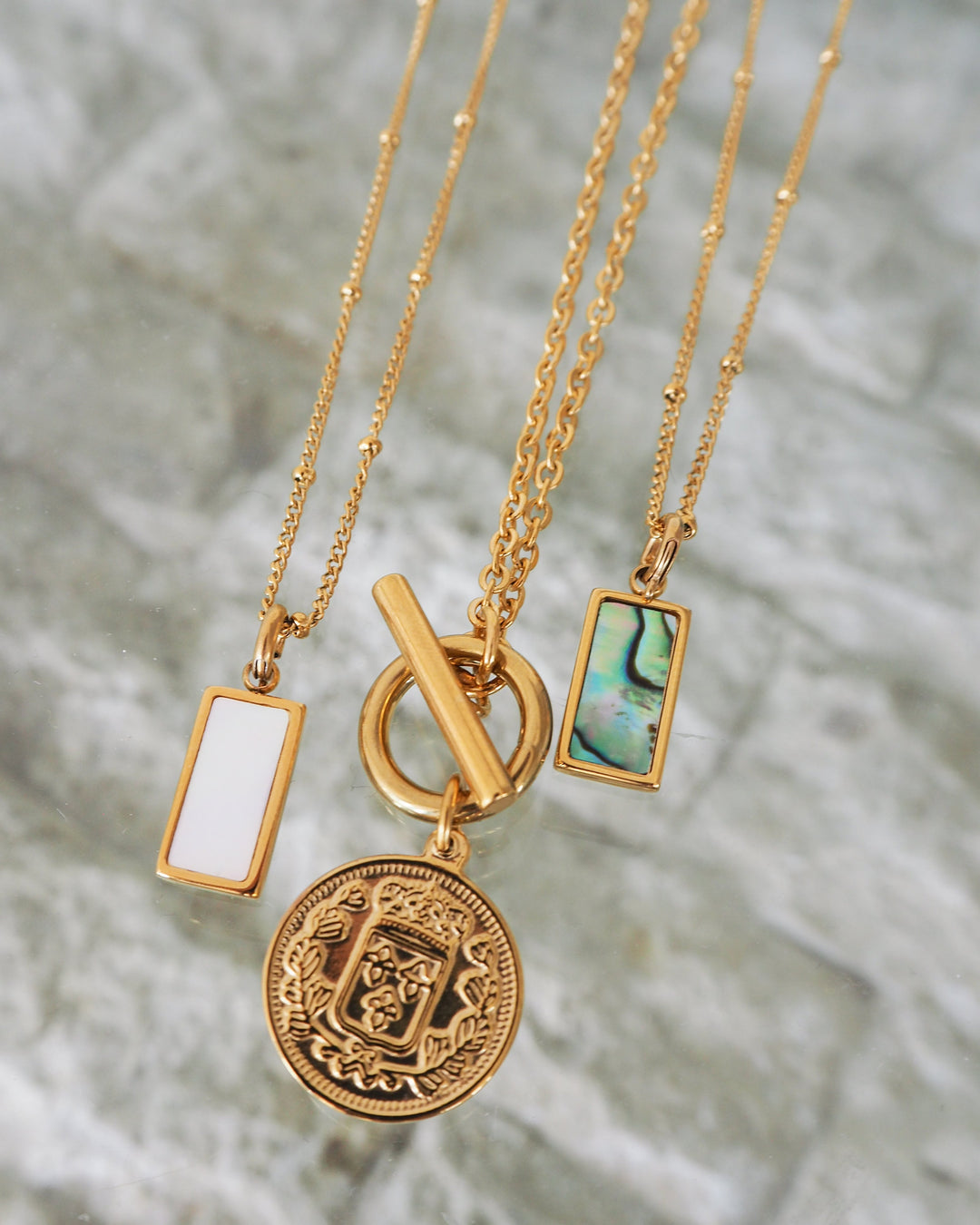 Havana Coin Necklace with Toggle Clasp