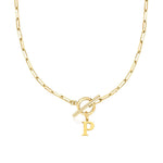 Load image into Gallery viewer, Paperclip Letter Initial Circle Lock Clasp Necklace

