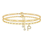 Load image into Gallery viewer, 2pc 14k Diamond Letter Initial Anklet
