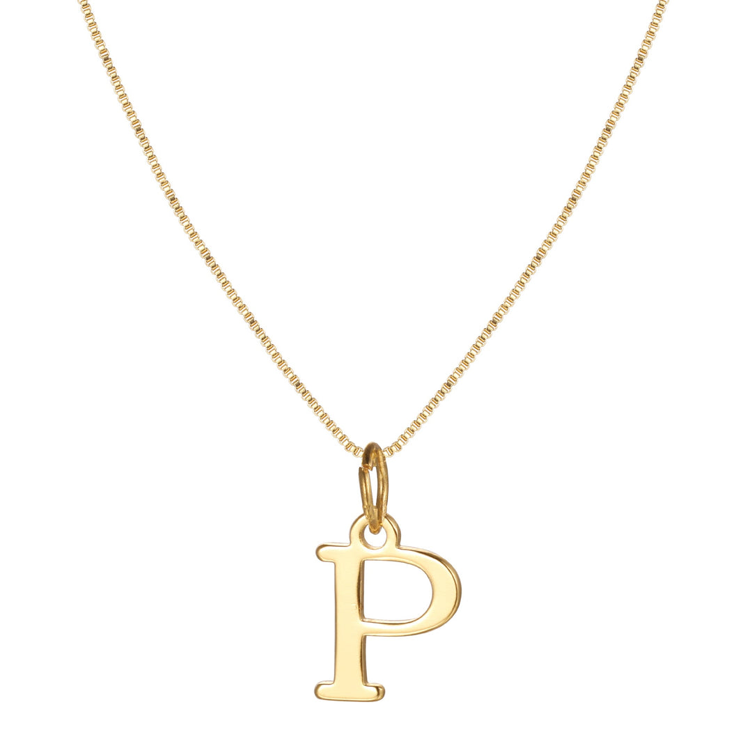 14k Sleek Serif Initial Necklace