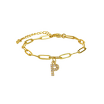 Load image into Gallery viewer, Dainty Paperclip Letter Initial Bracelet
