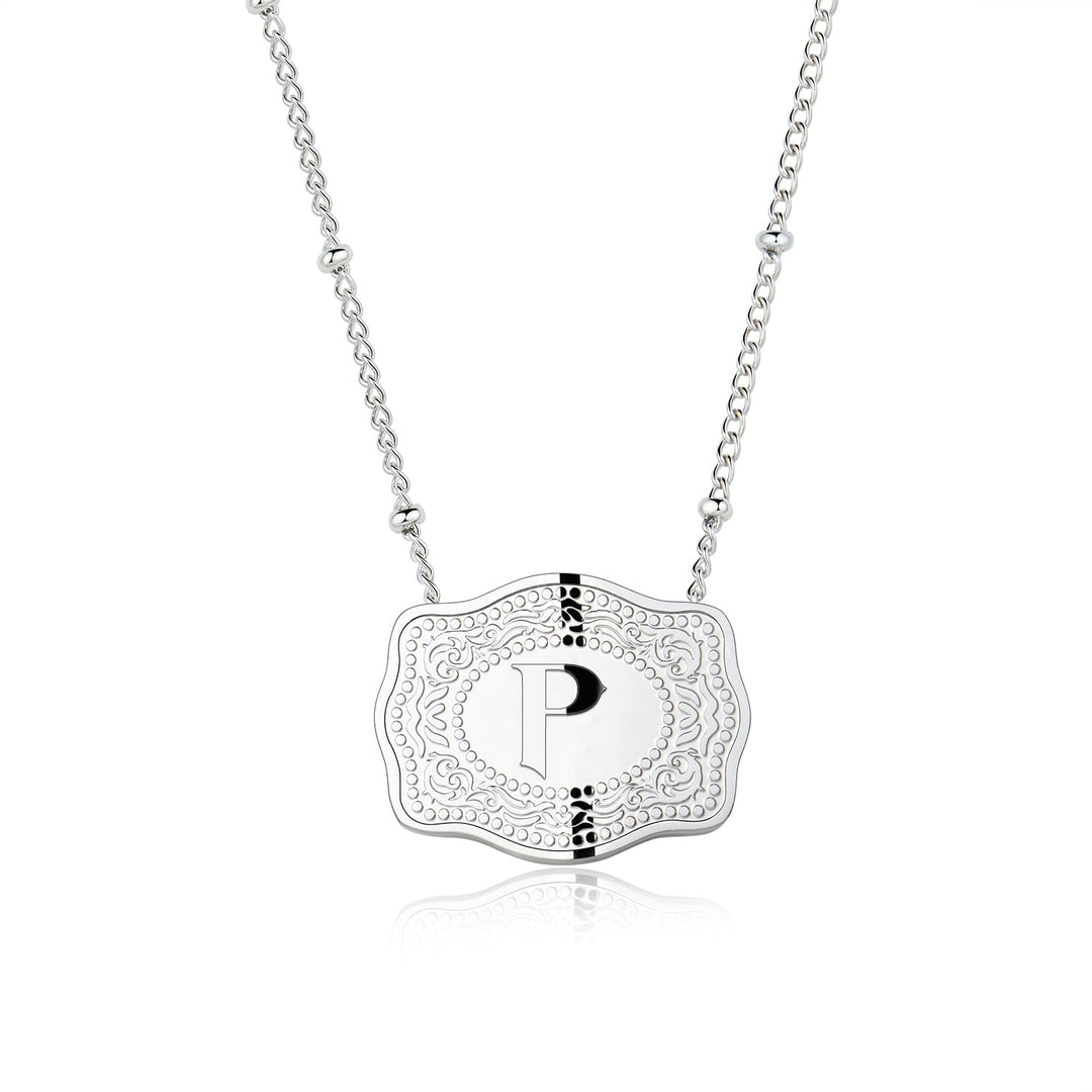 Dainty Belt Buckle Letter Initial Necklaces