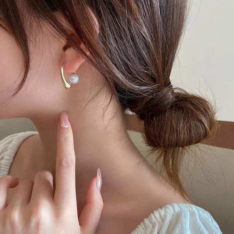 Pearl Water Drop Earrings Teardrop Earrings with Pearl Clasp