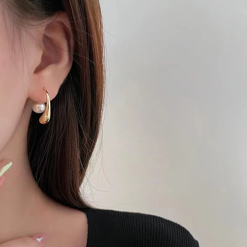 Pearl Water Drop Earrings Teardrop Earrings with Pearl Clasp