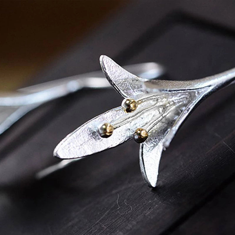 Delicate Flower Drop Earrings in Silver