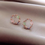 Load image into Gallery viewer, Sparkling Crystal Floral Earrings in Rose Gold

