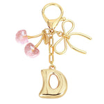 Load image into Gallery viewer, Bubble Initial With Bow &amp; Cherry Charms Keychain
