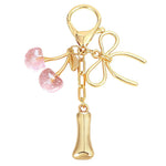 Load image into Gallery viewer, Bubble Initial With Bow &amp; Cherry Charms Keychain
