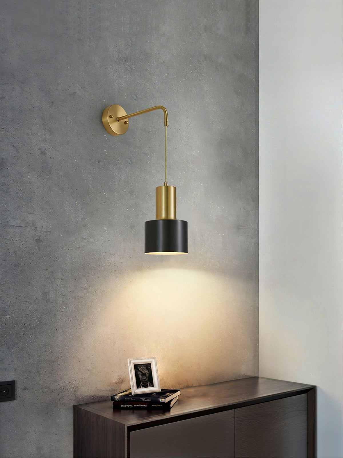 Brass And Matte Black Contemporary Wall Lamp