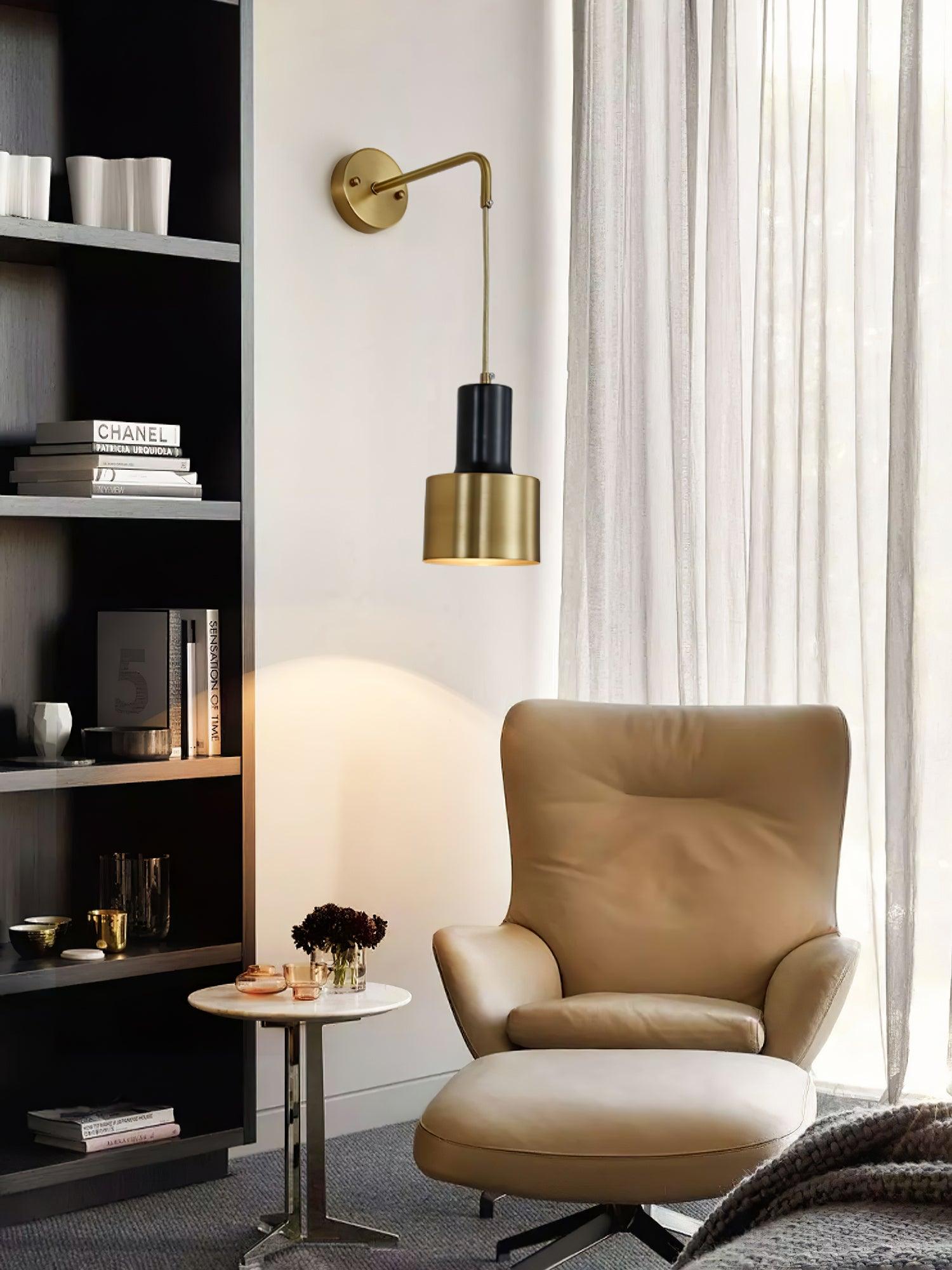 Brass And Matte Black Contemporary Wall Lamp