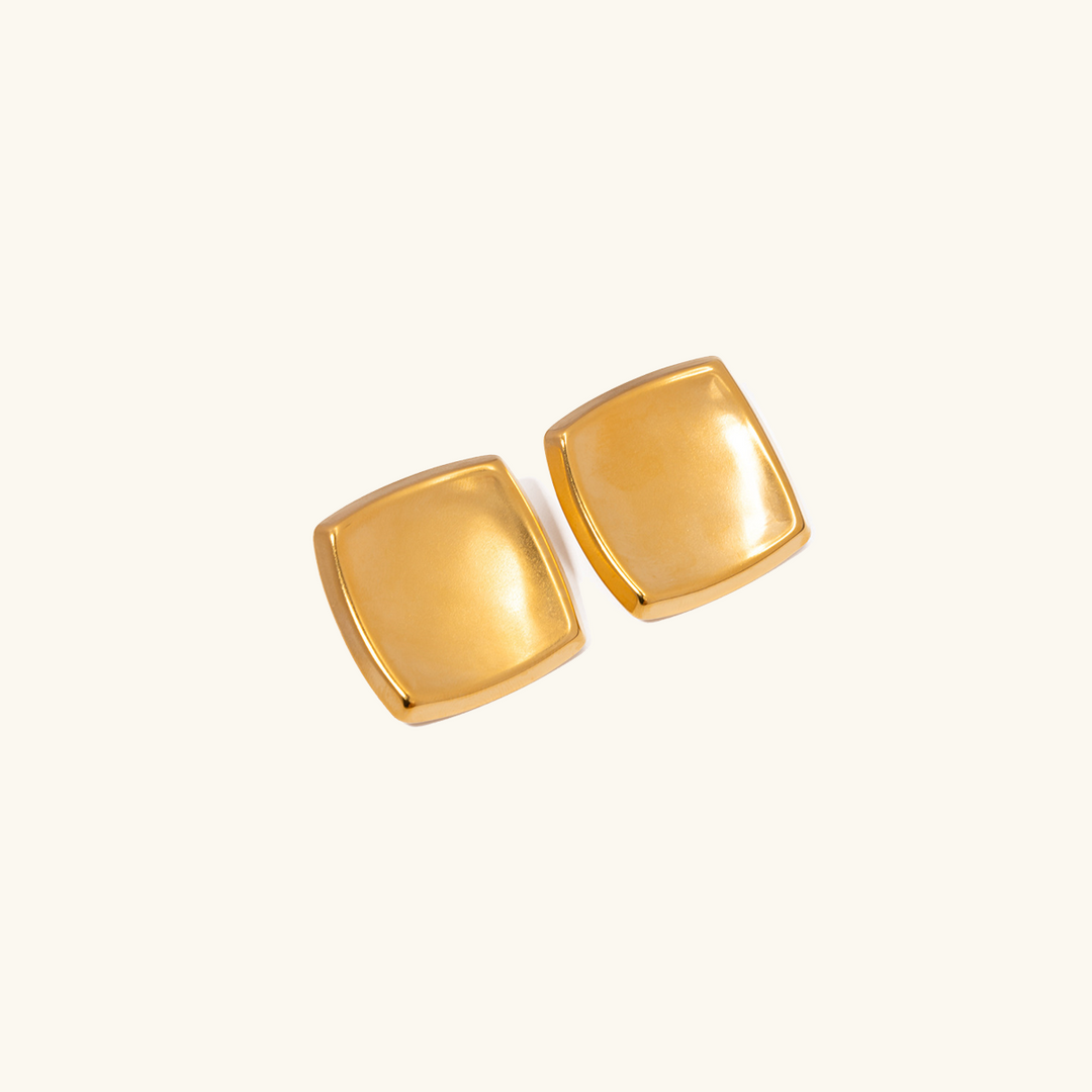 Poppy Gold Square Earrings