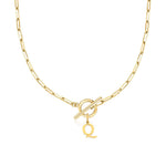 Load image into Gallery viewer, Paperclip Letter Initial Circle Lock Clasp Necklace

