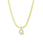 Load image into Gallery viewer, Dainty Diamond Letter Initial Herringbone Necklace
