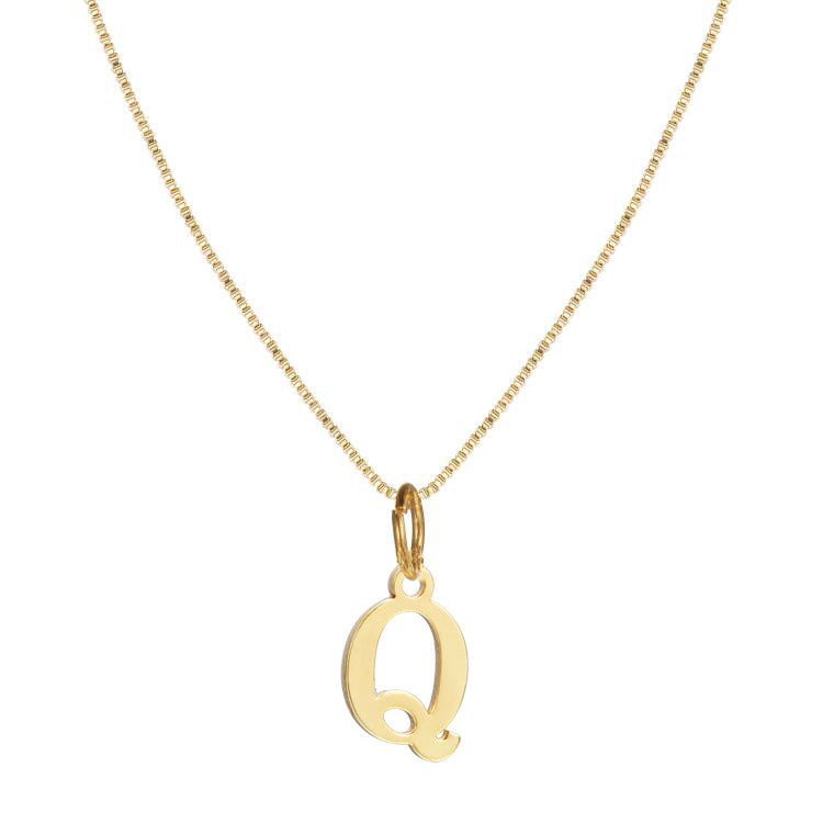 14k Sleek Serif Initial Necklace