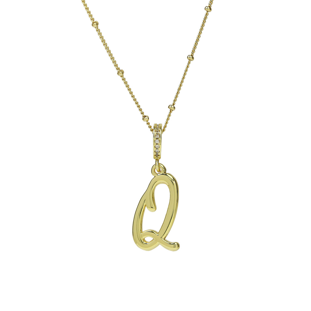 Elegant Cursive Font Satellite Chain Initial Necklace