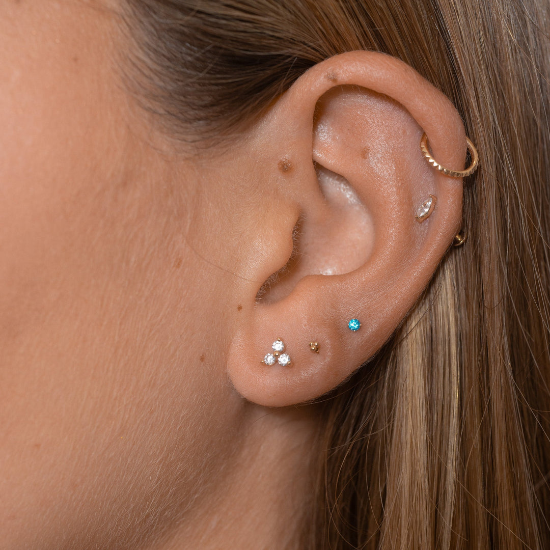 Misa Gold Oval CZ Threadless Stud Earrings