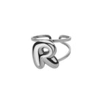 Load image into Gallery viewer, Adjustable Open Band Bubble Letter Initial Ring
