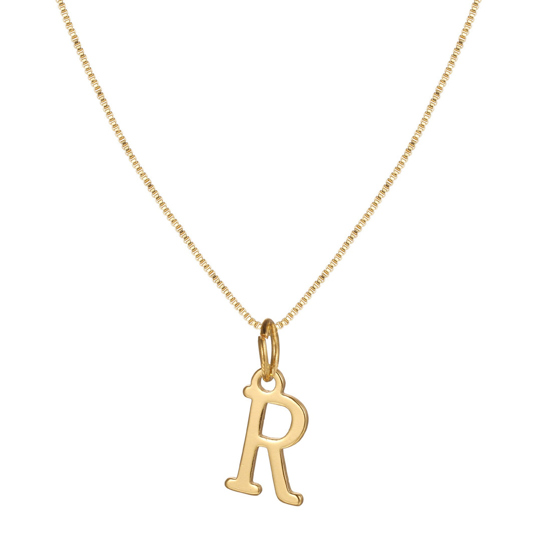 14k Sleek Serif Initial Necklace