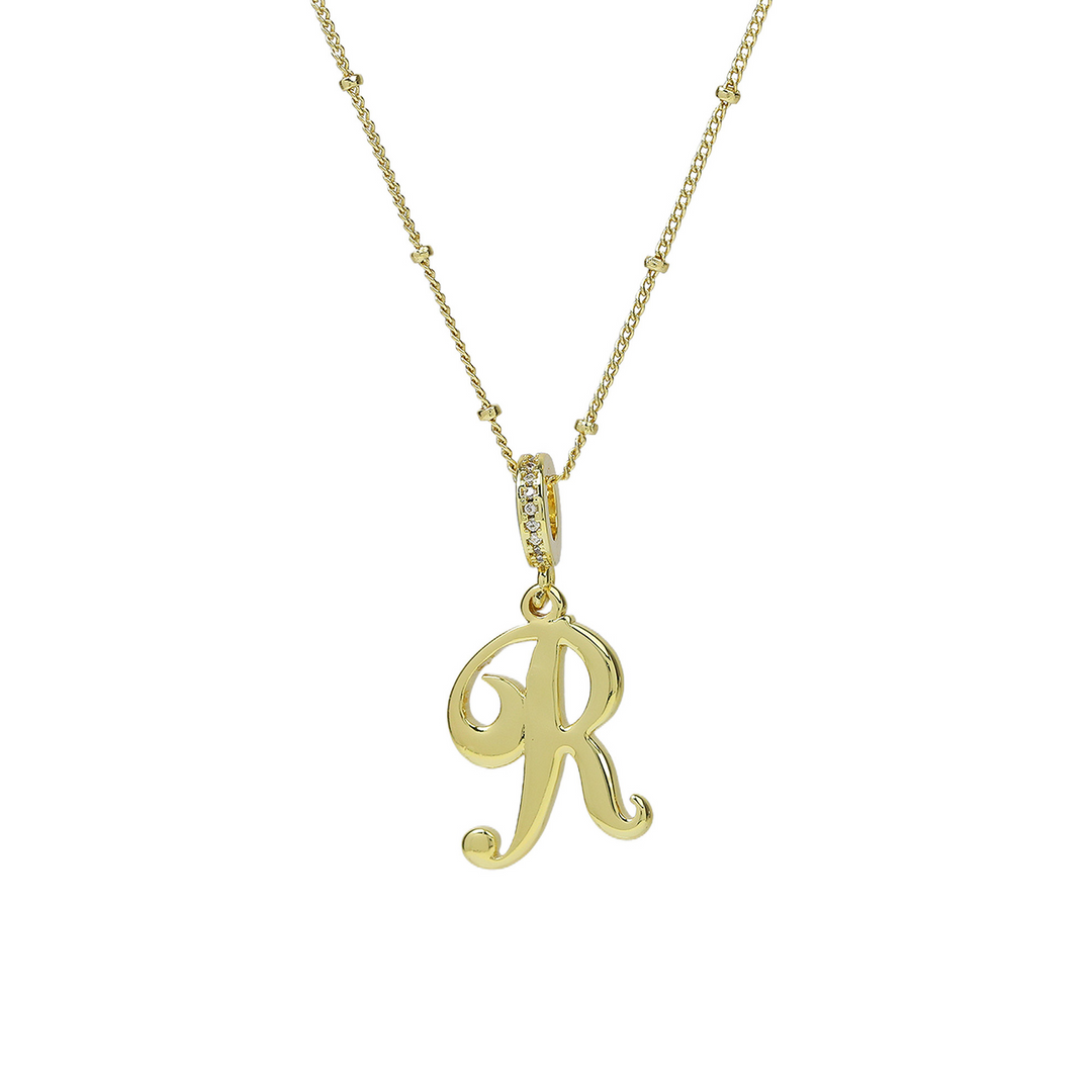 Elegant Cursive Font Satellite Chain Initial Necklace