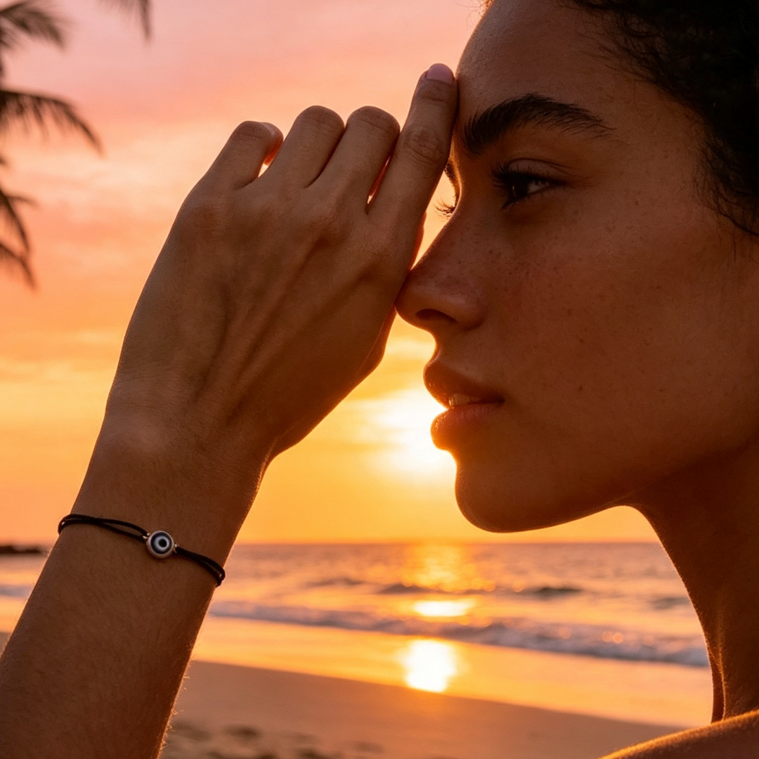 Bohemian Evil Eye Ring & Bracelet Set