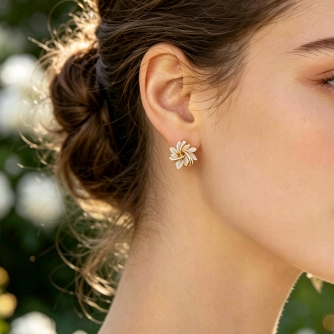 Delicate White Opal Earrings in Gold