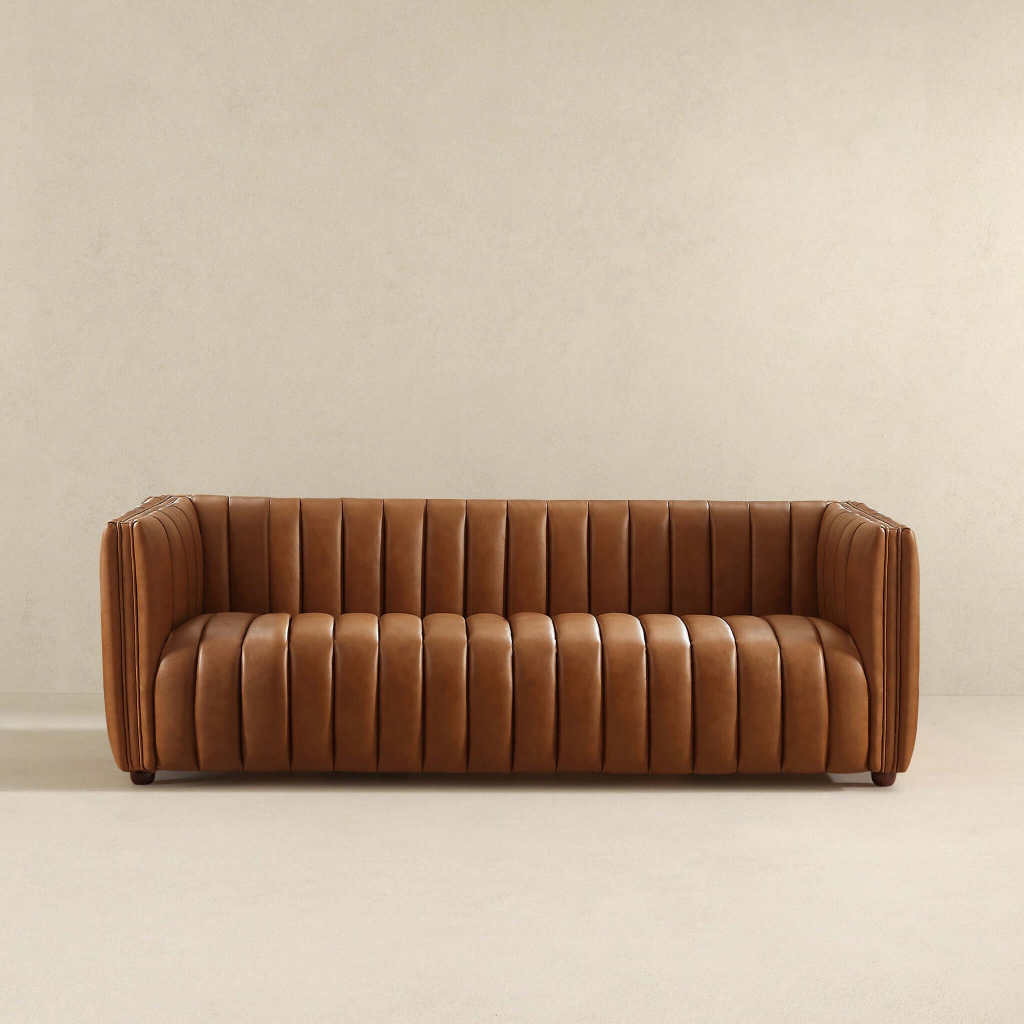 Marlow Mid-Century Luxe Tan Leather Sofa