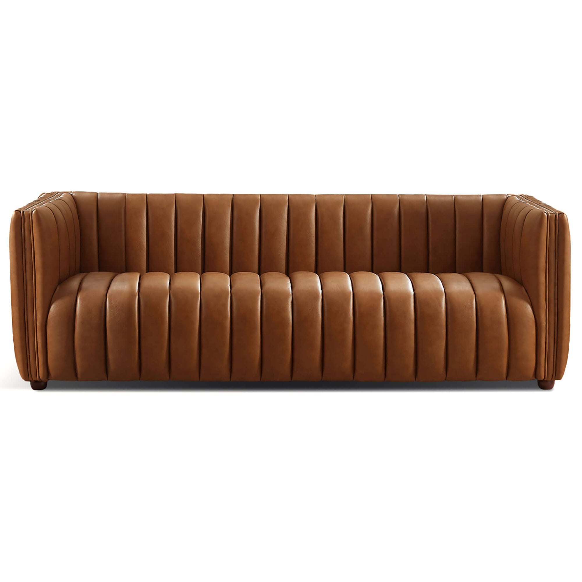 Marlow Mid-Century Luxe Tan Leather Sofa